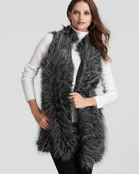 michael kors faux fur vest womens|Michael Kors long hooded coat.